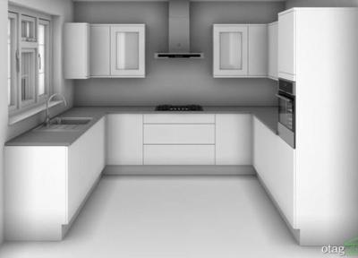 طراحی دکوراسیون یو شکل آشپزخانه